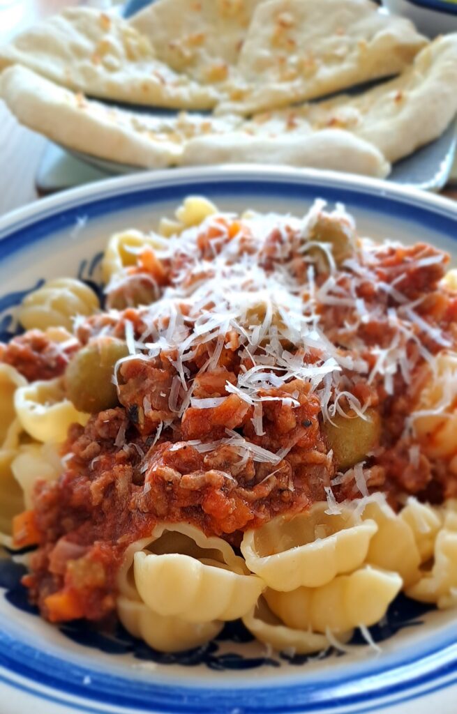 Lamb and olive pasta