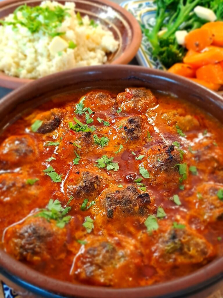 Moroccan meatballs, couscous and vegetable